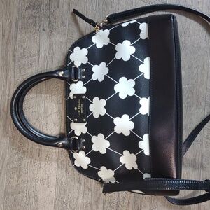 Kate Spade Black and White Satchel with Floral Design